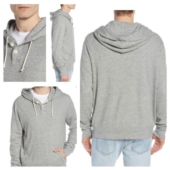J. Crew Vintage Thermal Henley Hoodie in Grey - 100% Cotton - Picture 2 of 10